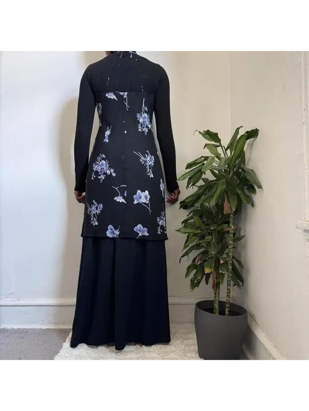 Vintage Y2K Evan-Picone Floral Watercolor Midi Dress - Size 12 - Picture 4 of 5
